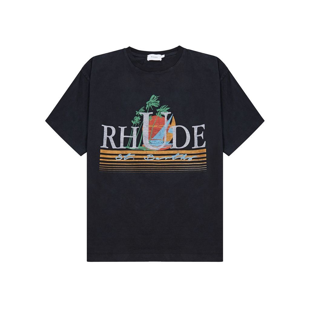 Tropics Printed Cotton T-shirt - Black - L