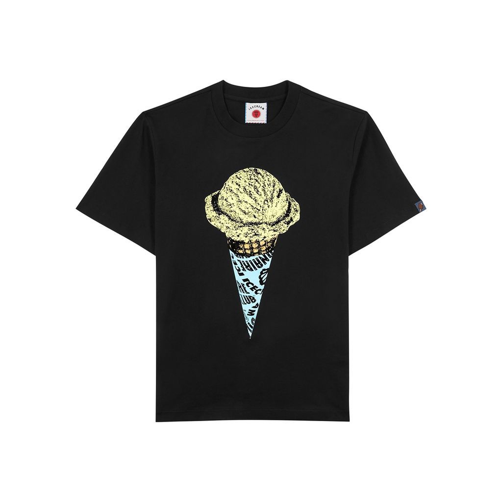 Cone Printed Cotton T-shirt - Black - S