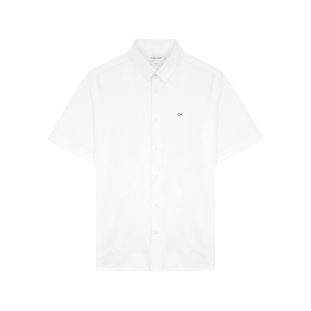 Logo-embroidered Stretch-cotton Shirt - White - S