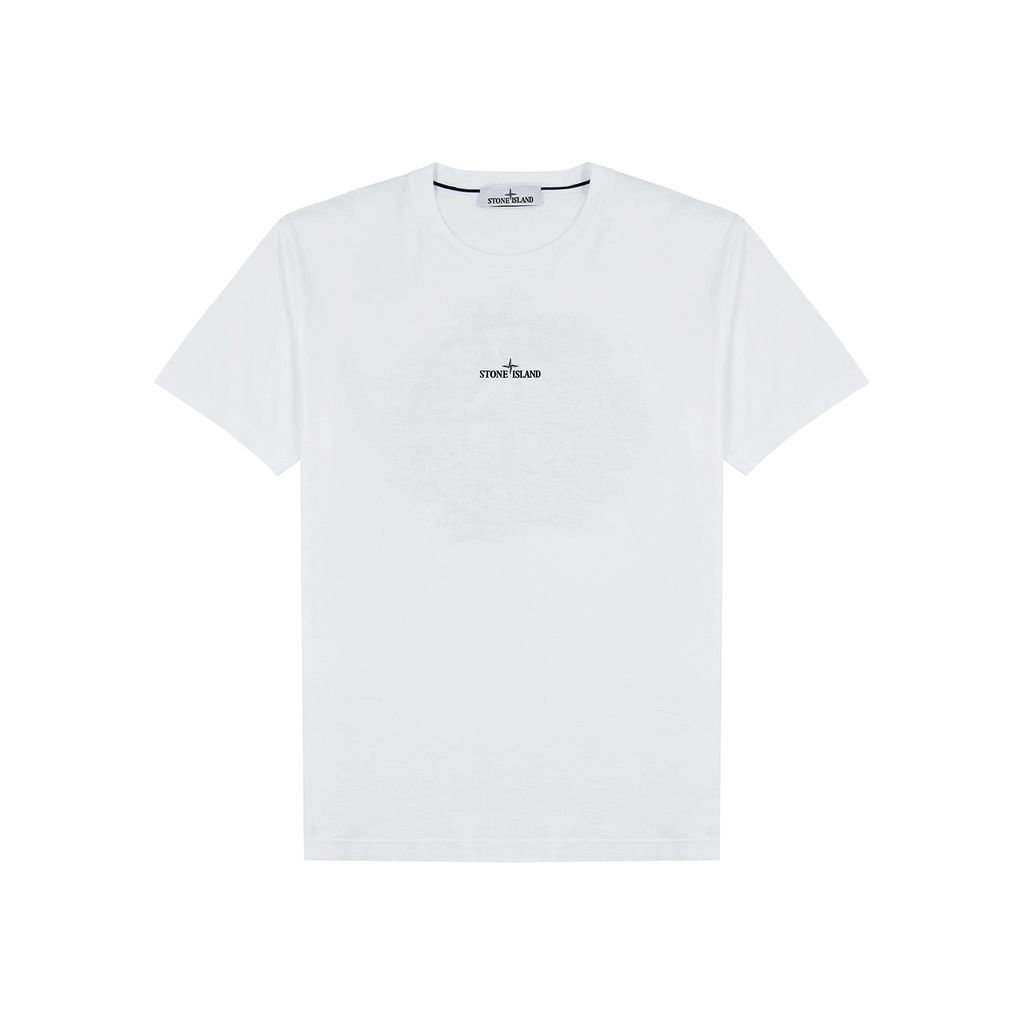 Digital Compass Printed Cotton T-shirt - White - L
