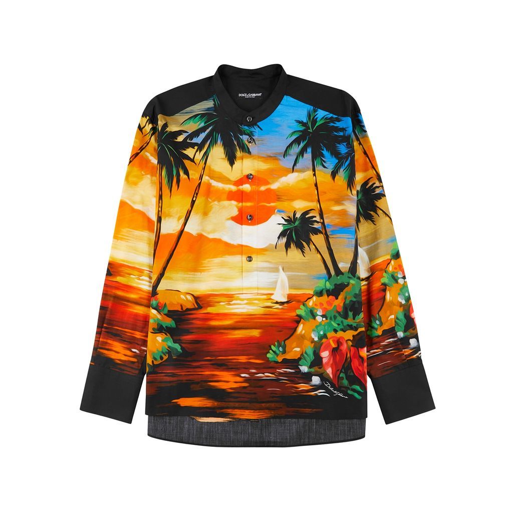 Hawaiian-print Cotton Shirt - Multicoloured - 15.5