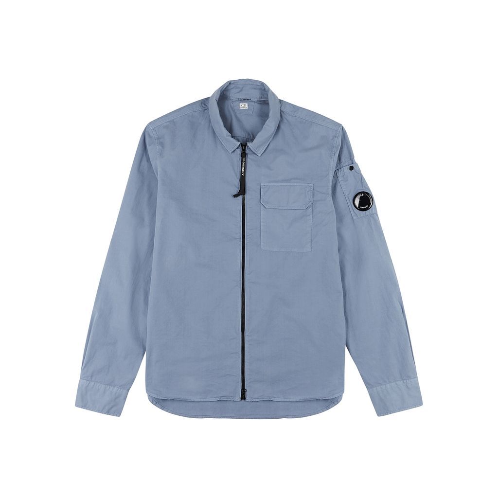Blue Cotton Gabardine Overshirt - S