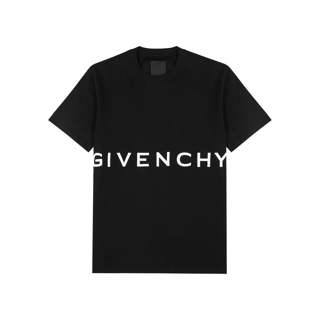 Black Logo-embroidered Cotton T-shirt - S
