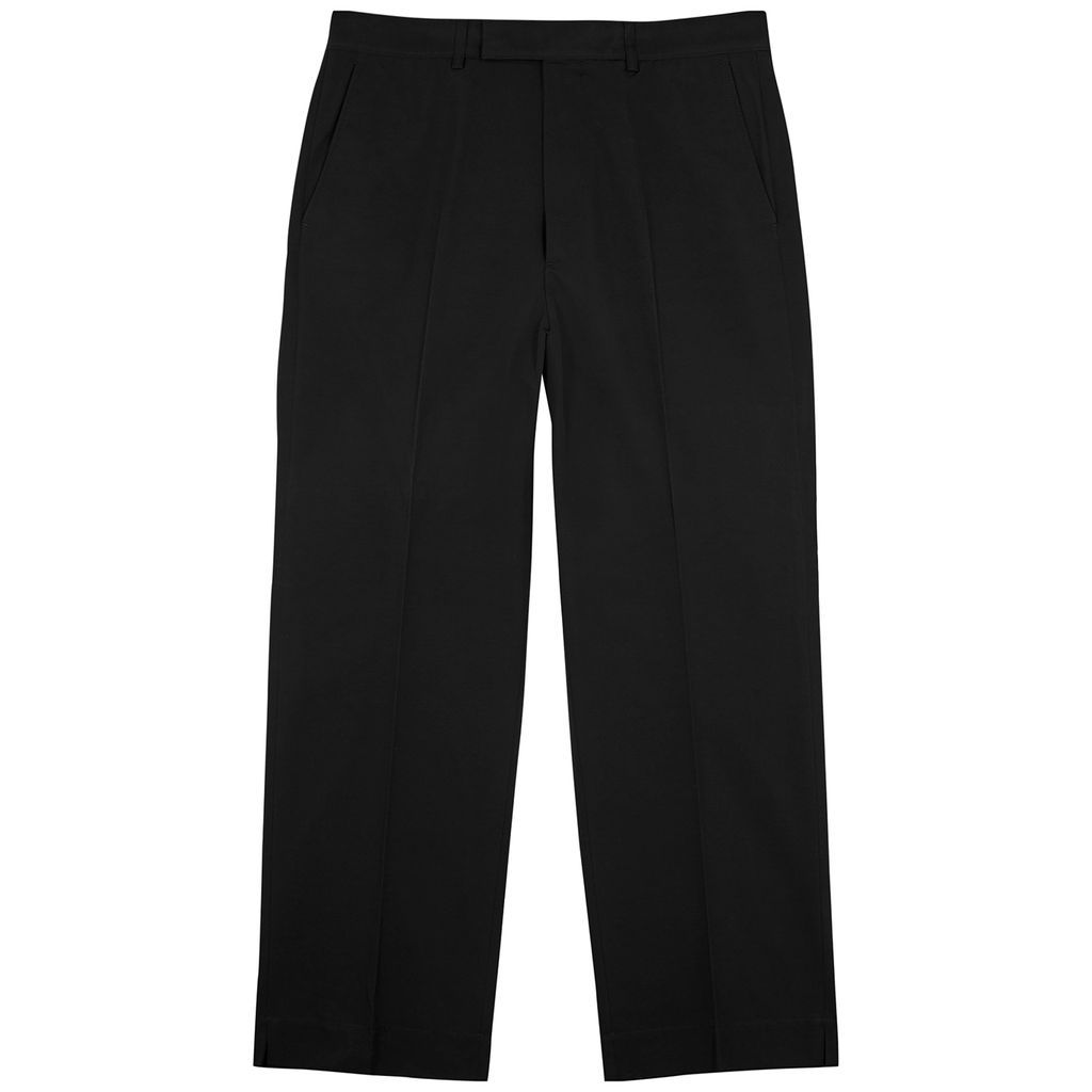 Cropped Straight-leg Cotton-blend Trousers - Black - W30