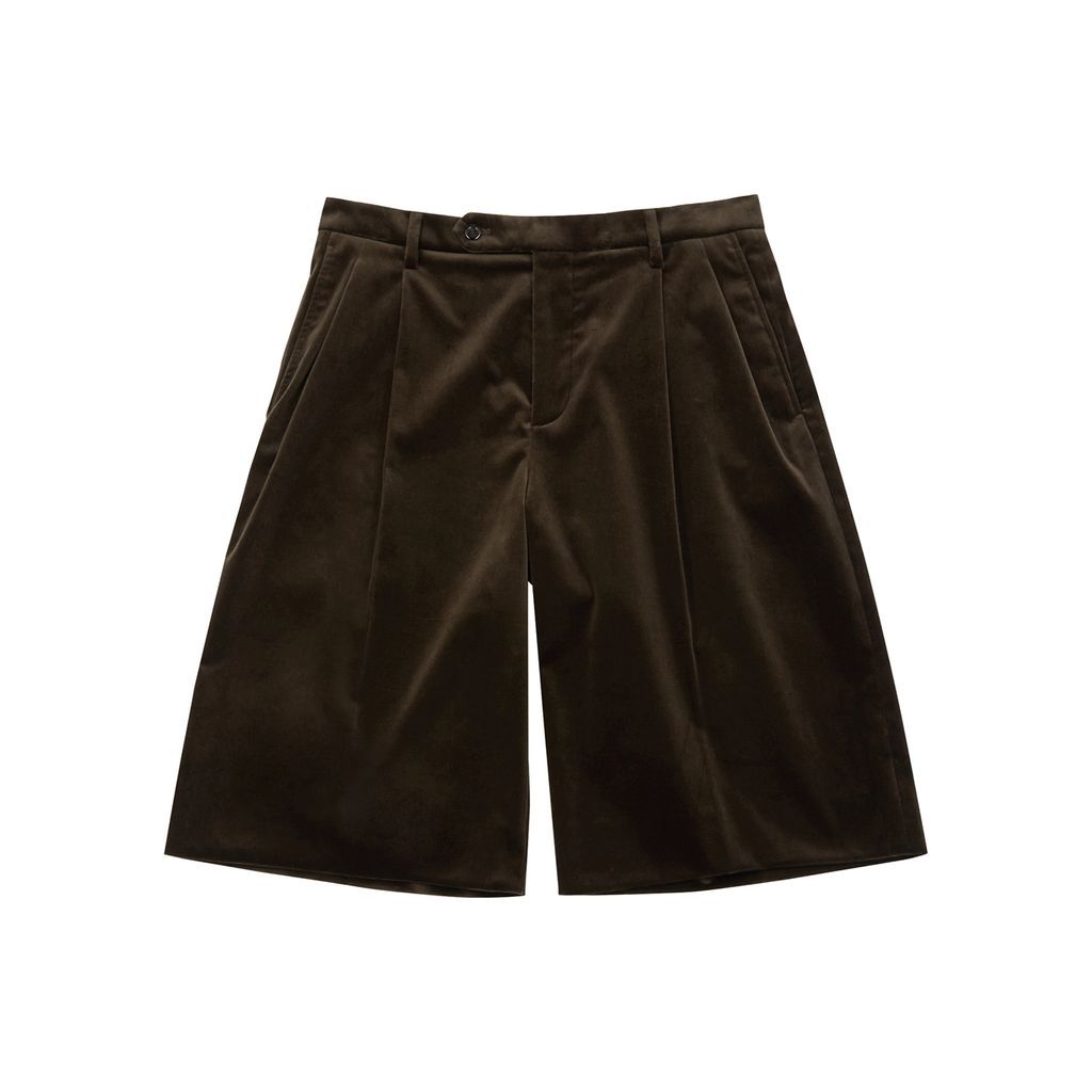 Brown Velvet Shorts - Dark Brown - 50