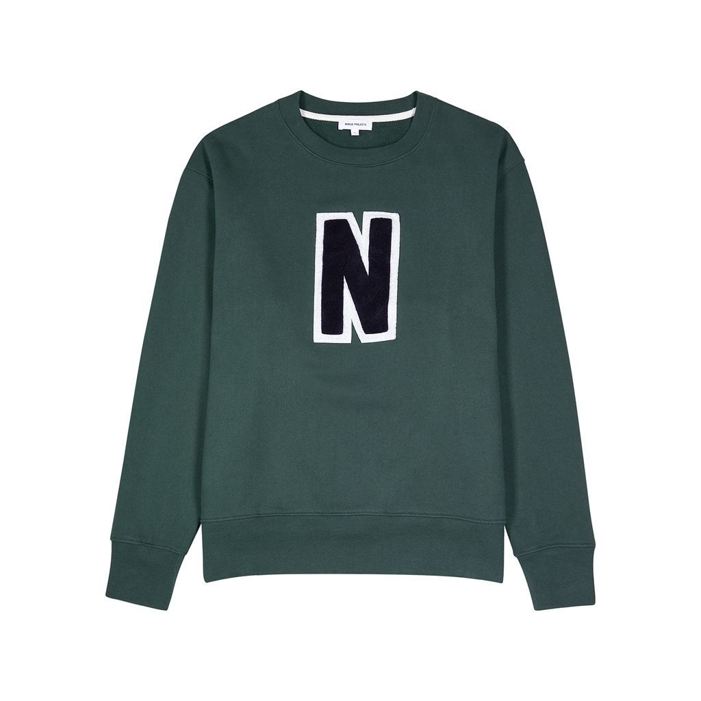 Arne Varsity Cotton Sweatshirt - Green - L