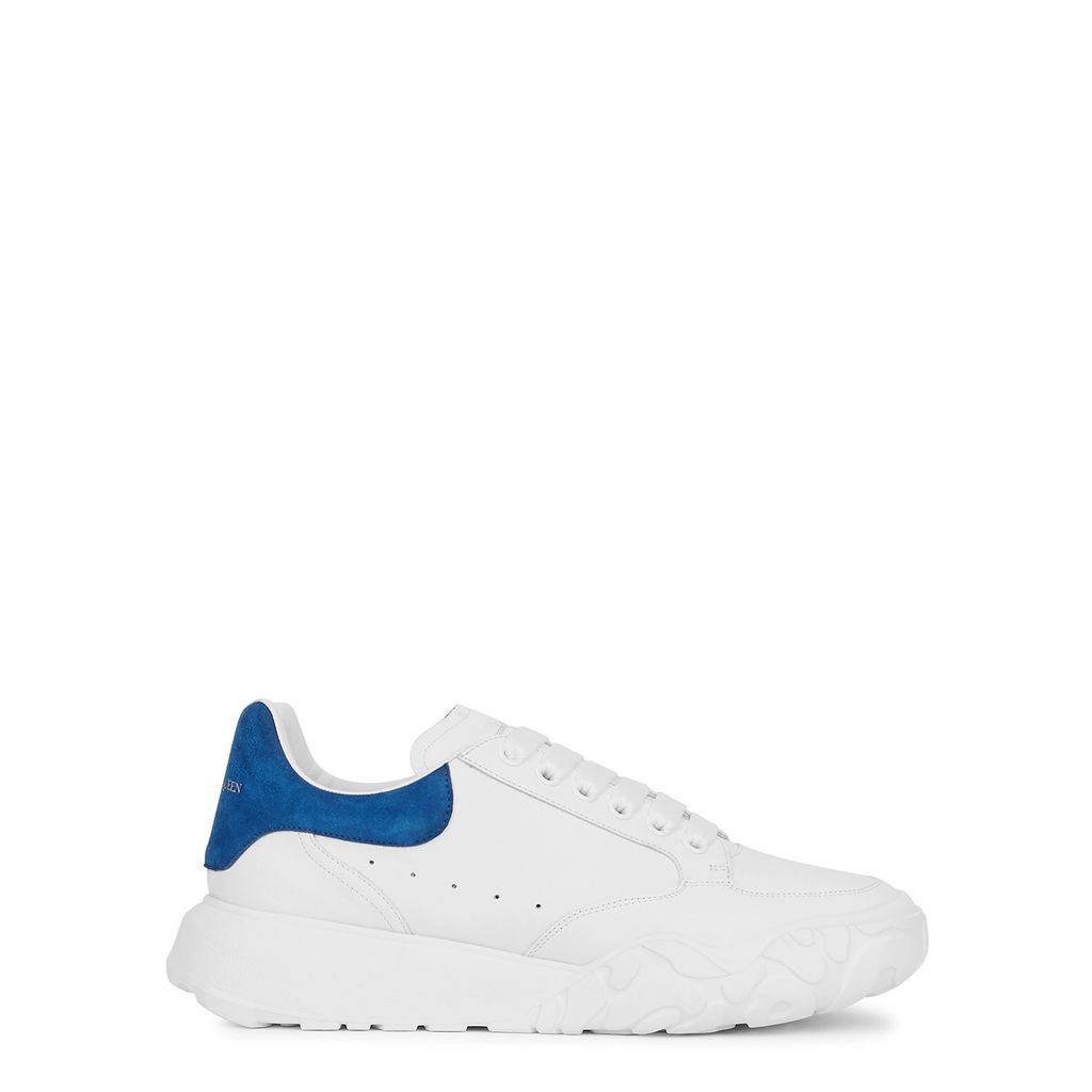 Court White Leather Sneakers - White And Blue - 10