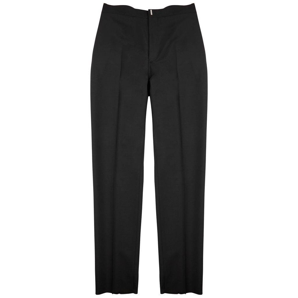 Black Slim-leg Wool-blend Trousers - 48