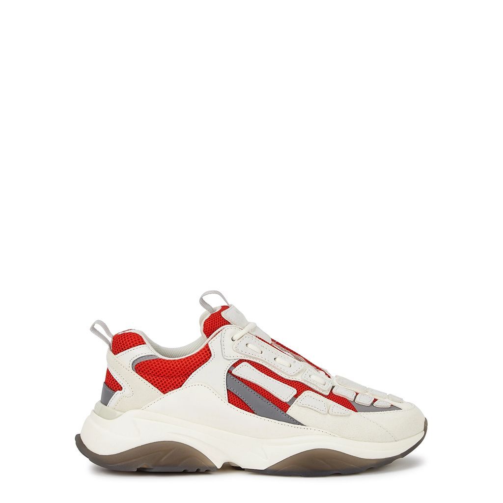 Bone Runner Panelled Sneakers - White And Red - 6