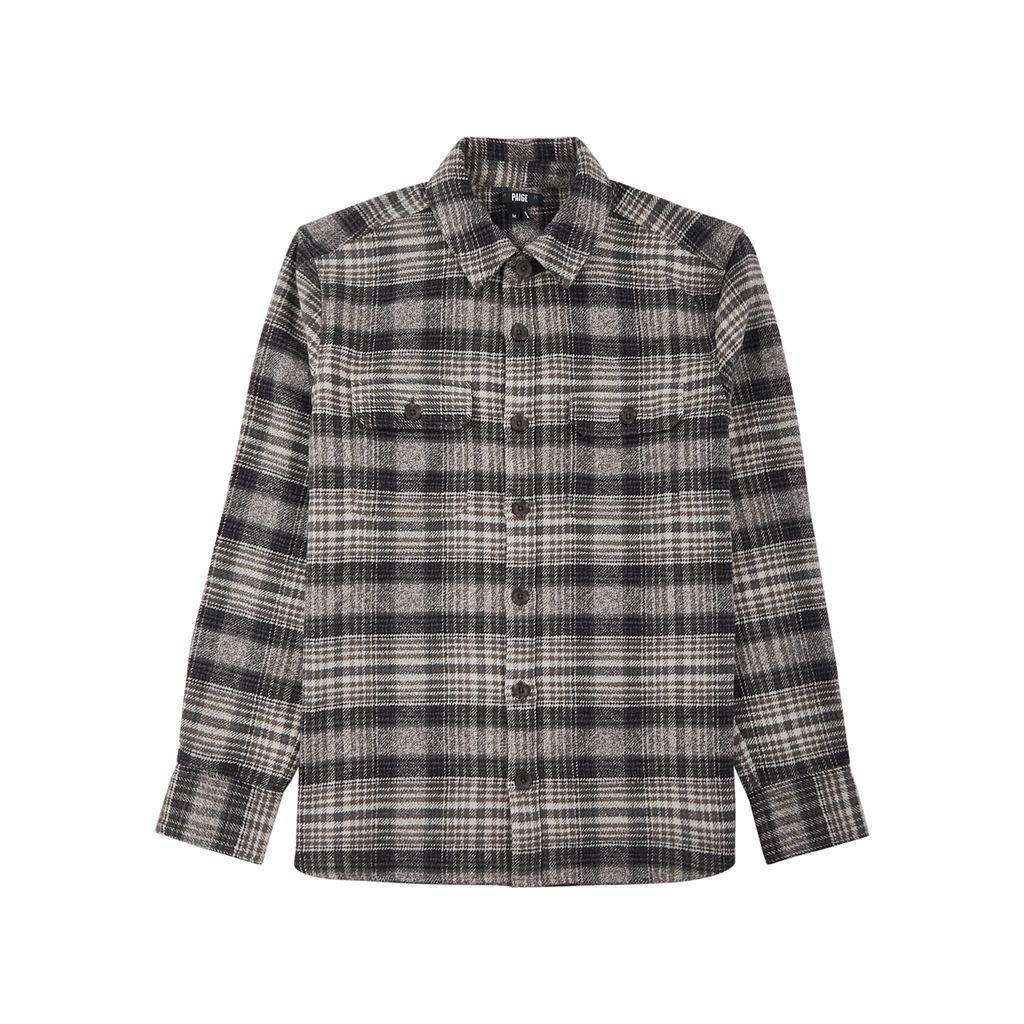 Checked Brushed Cotton Overshirt - Multicoloured - L