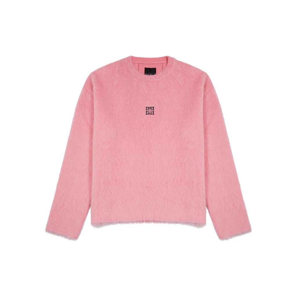 4G Logo-embroidered Wool-blend Jumper - Pink - L