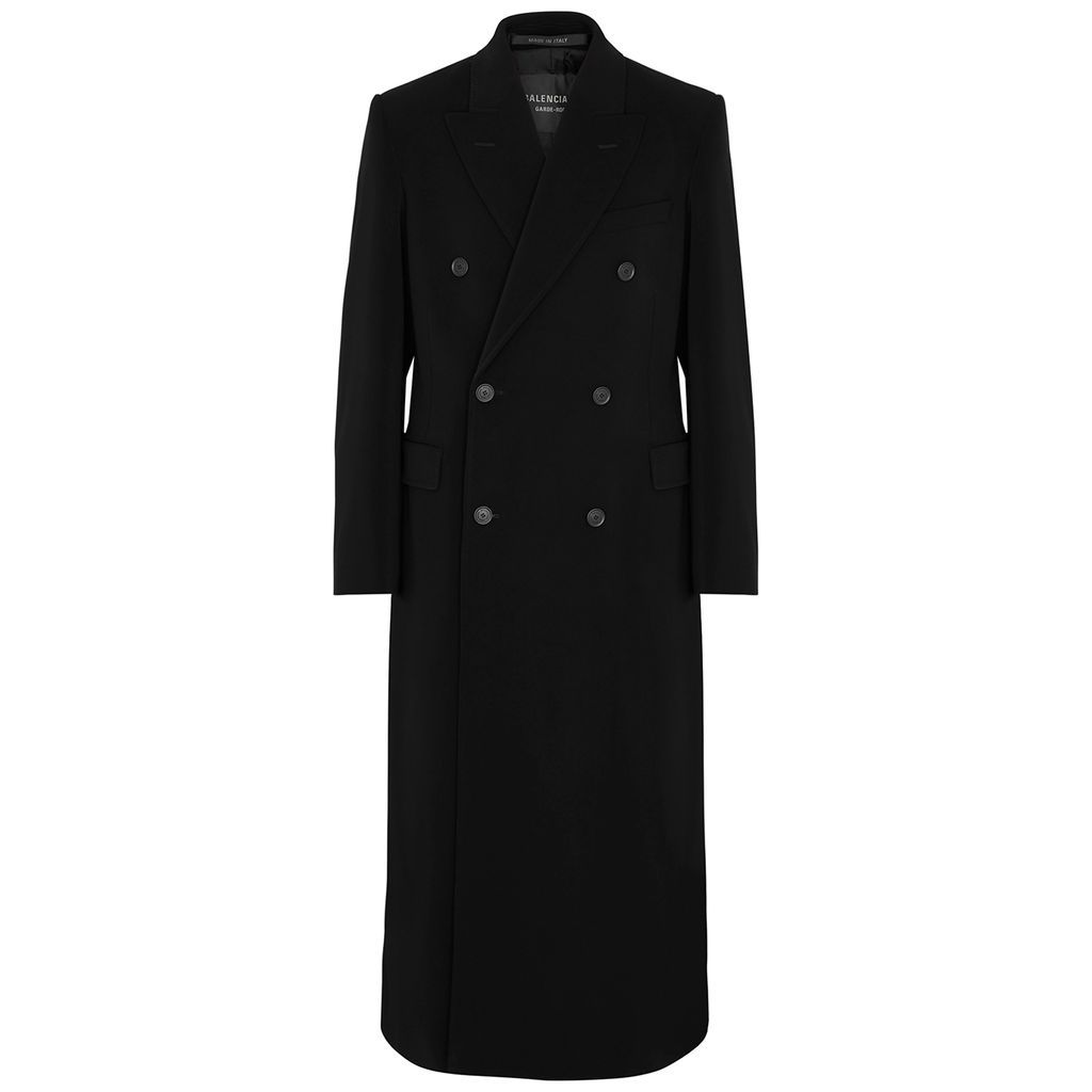 Double-breasted Stretch-twill Coat - Black - 48