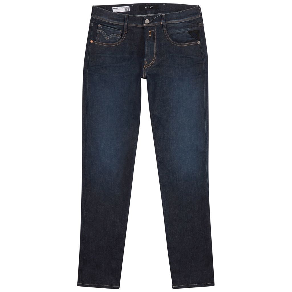 Anbass Hyperflex Dark Blue Slim-leg Jeans - Denim - W33/L32