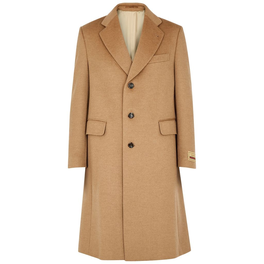 Brown Camel Coat, Coat, Brown, Loose, Boxy Fit, Padded Shoulders - 48