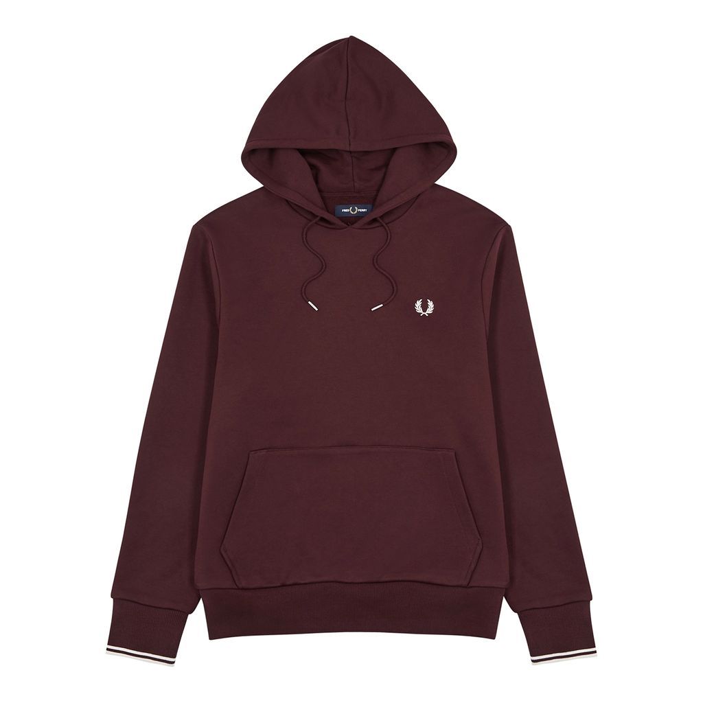 Hooded Cotton-blend Sweatshirt - Burgundy - XL