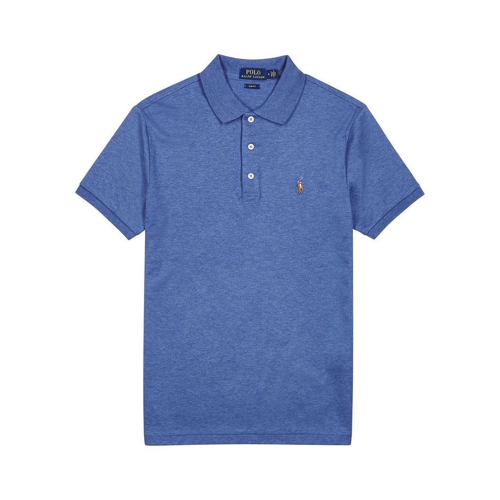 Blue Slim Cotton-jersey Polo Shirt - Dark Blue - S