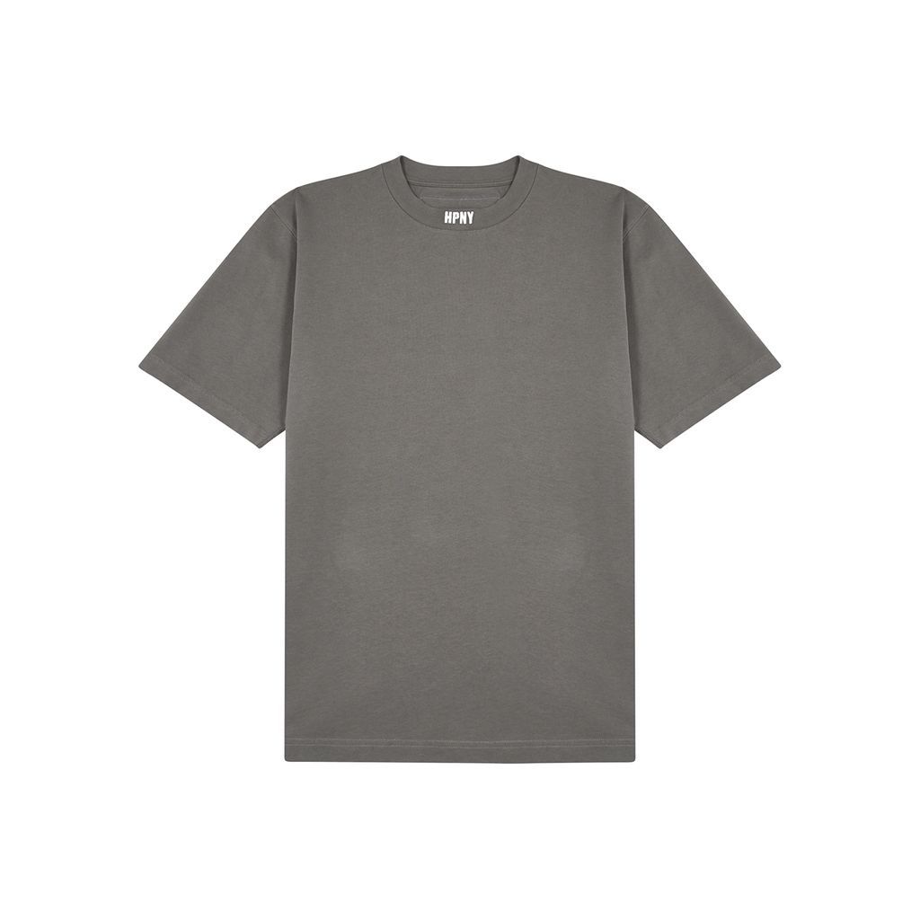 Embroidered Cotton T-shirt - Grey - XL
