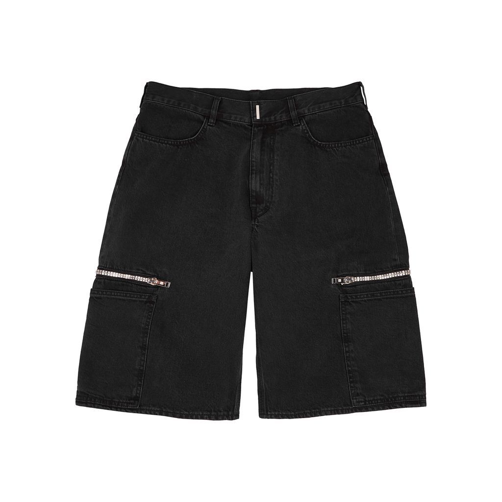 Denim Cargo Shorts - Black - W30