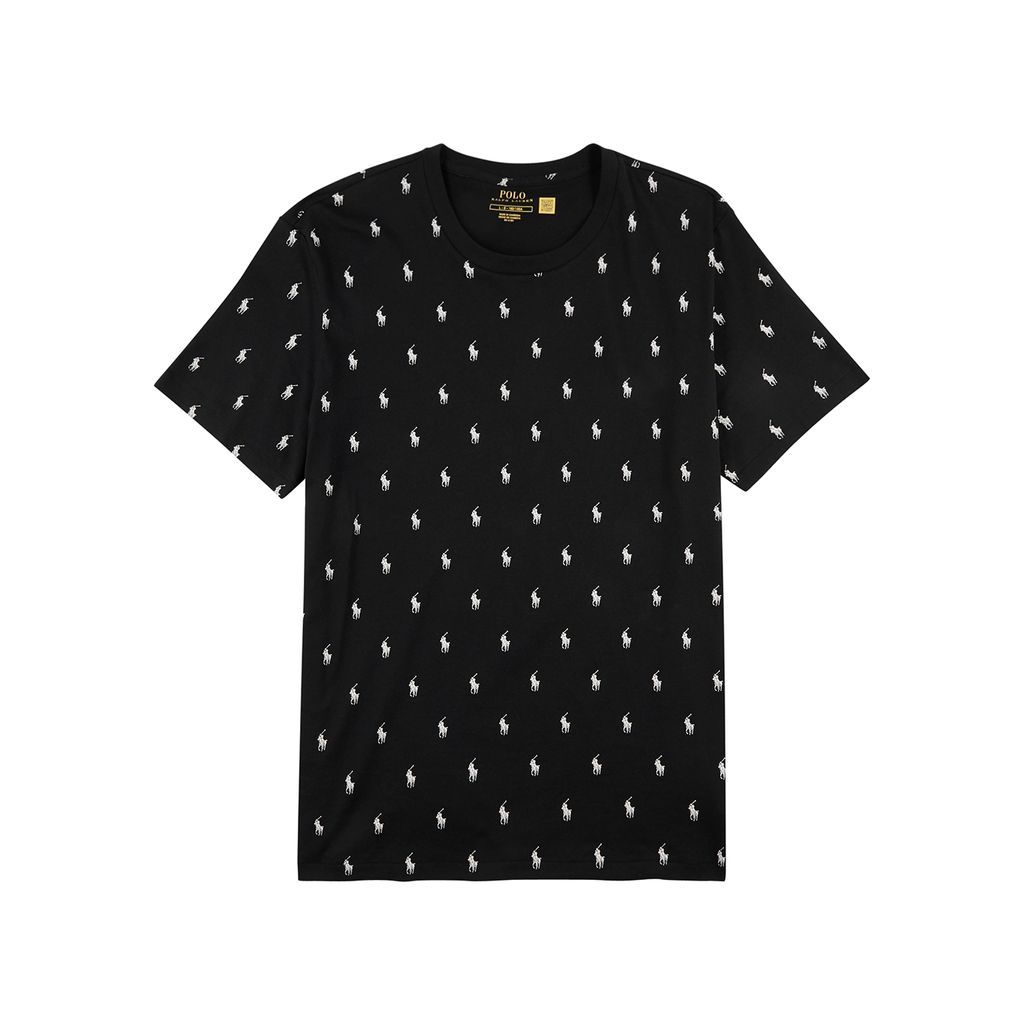 Monogrammed Logo-print Cotton T-shirt - Black - M