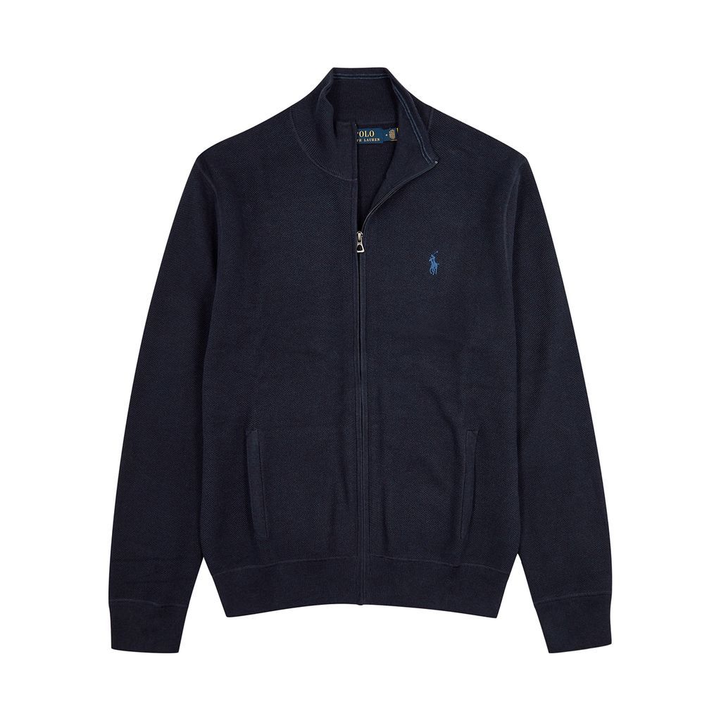 Knitted Cotton Jacket - Navy - L