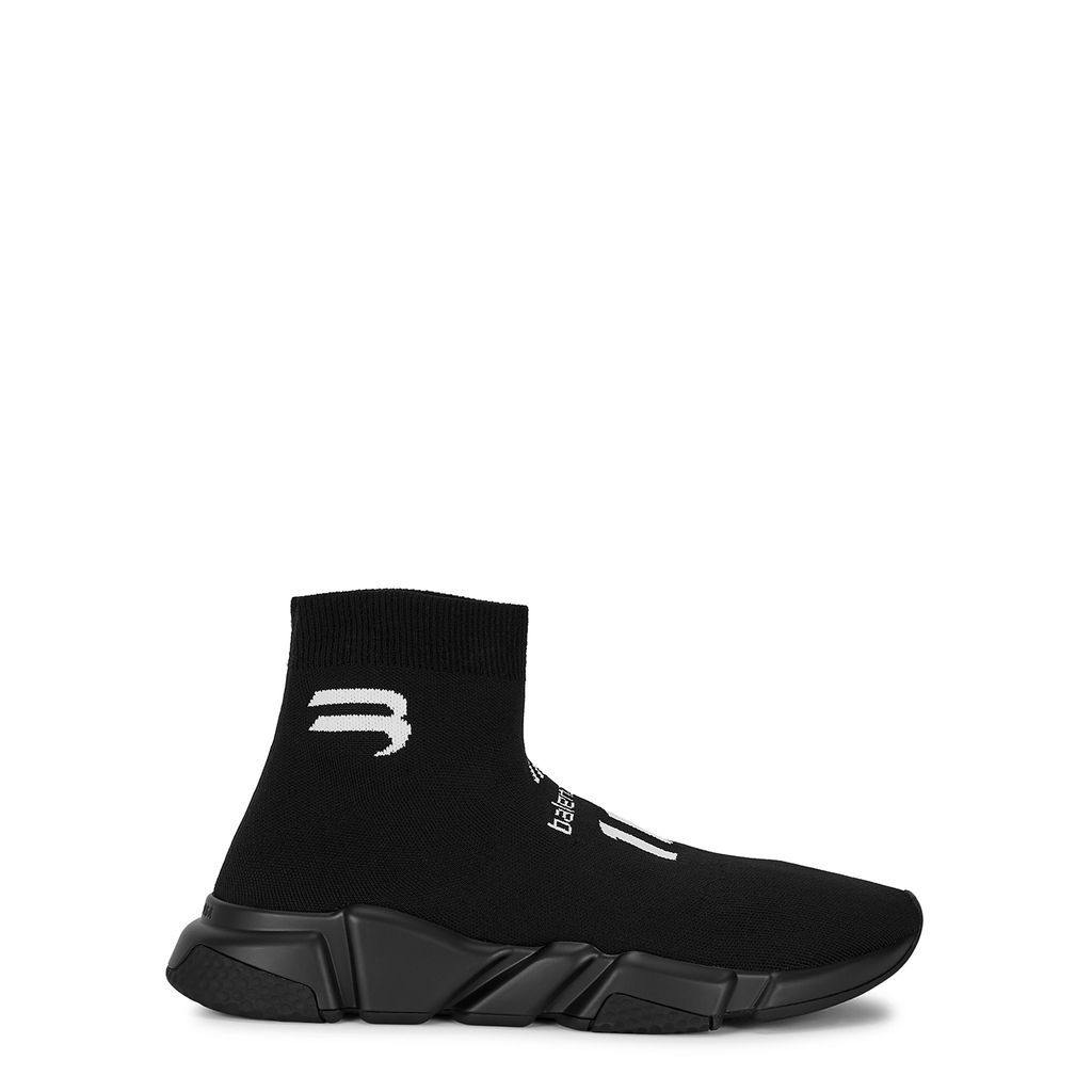 Speed Soccer Black Stretch-knit Sneakers - 9