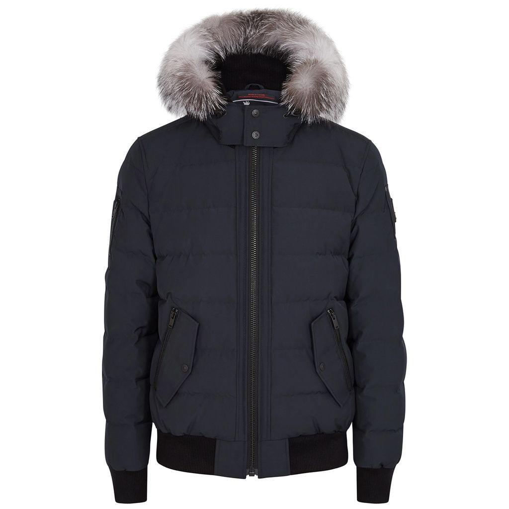 Scotchtown Fur-trimmed Quilted Shell Jacket - Navy - L