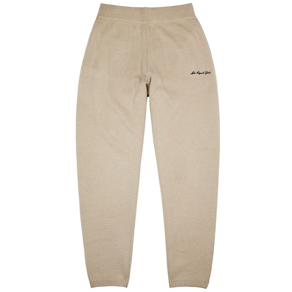 Logo-embroidered Knitted Sweatpants - Beige - XL