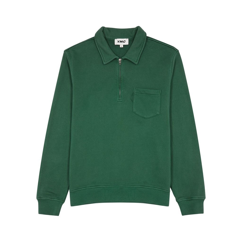 Sugden Half-zip Cotton Sweatshirt - Green - XL