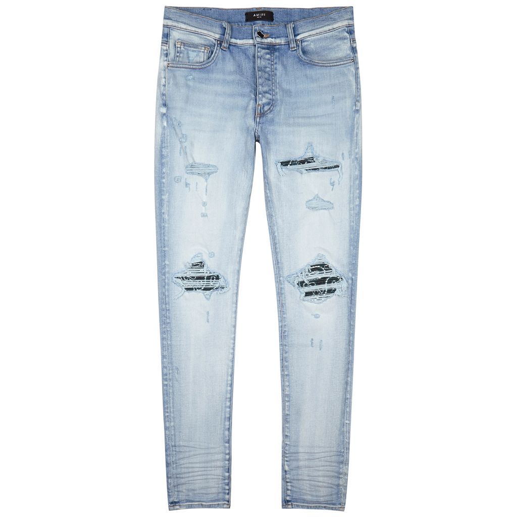 MX1 Blue Bandana Distressed Skinny Jeans - Indigo - W30