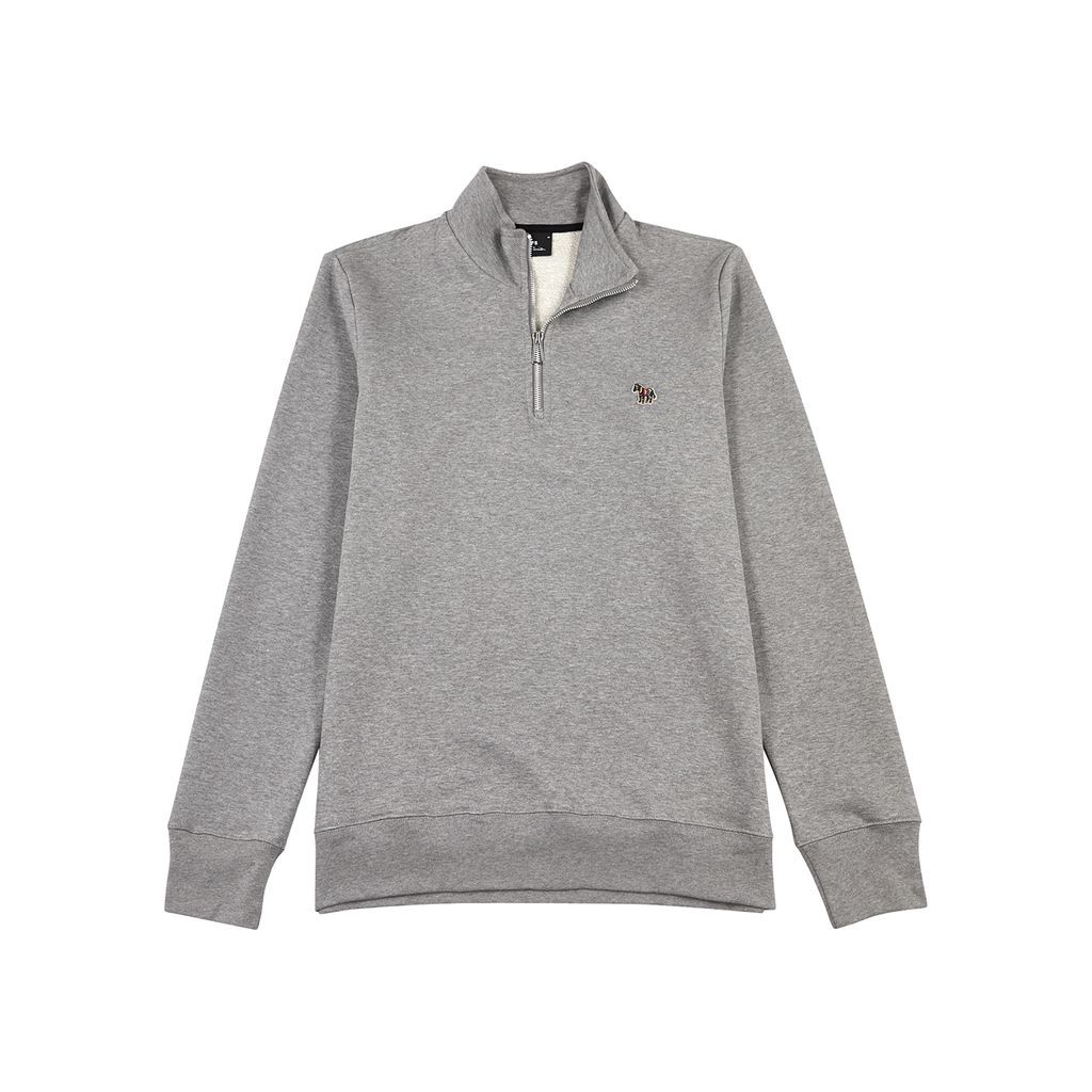 Logo Half-zip Cotton Sweatshirt - Grey - S