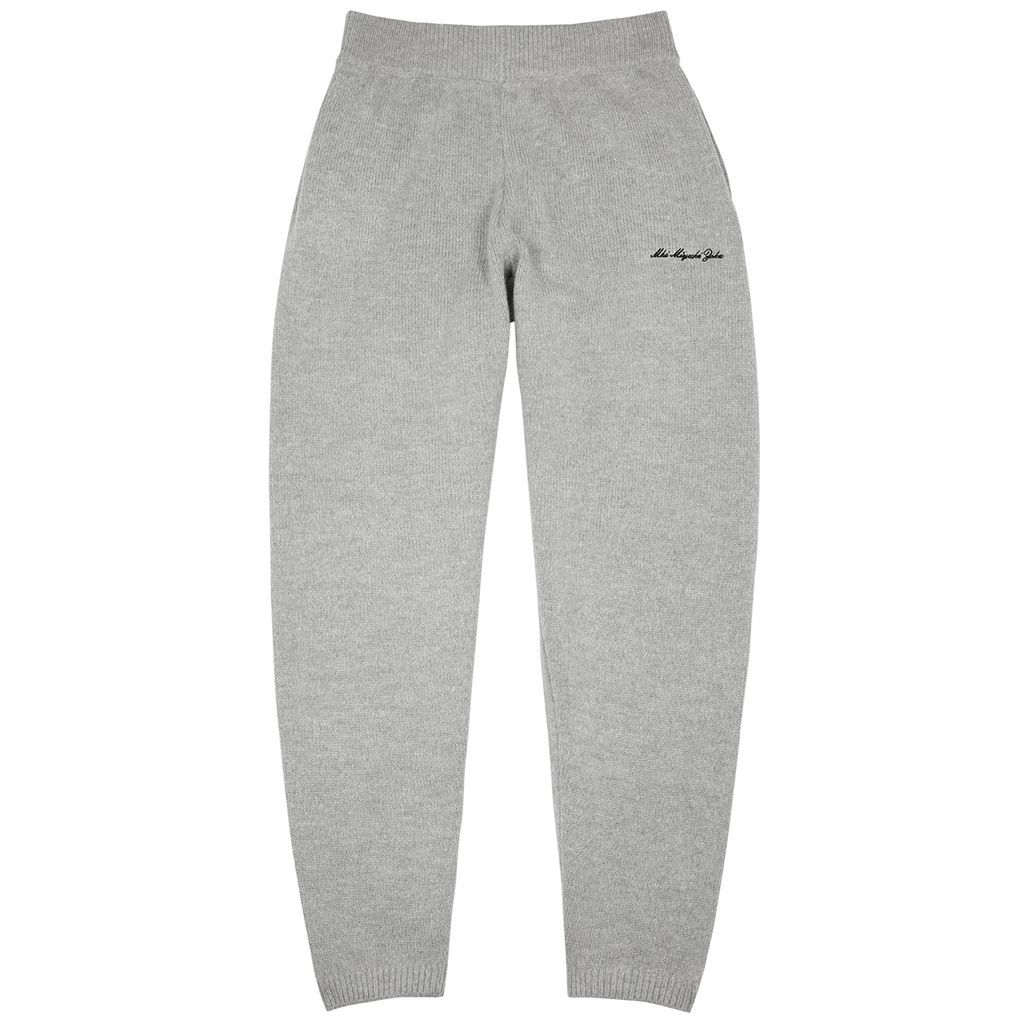 Logo-embroidered Knitted Sweatpants - Grey - XL