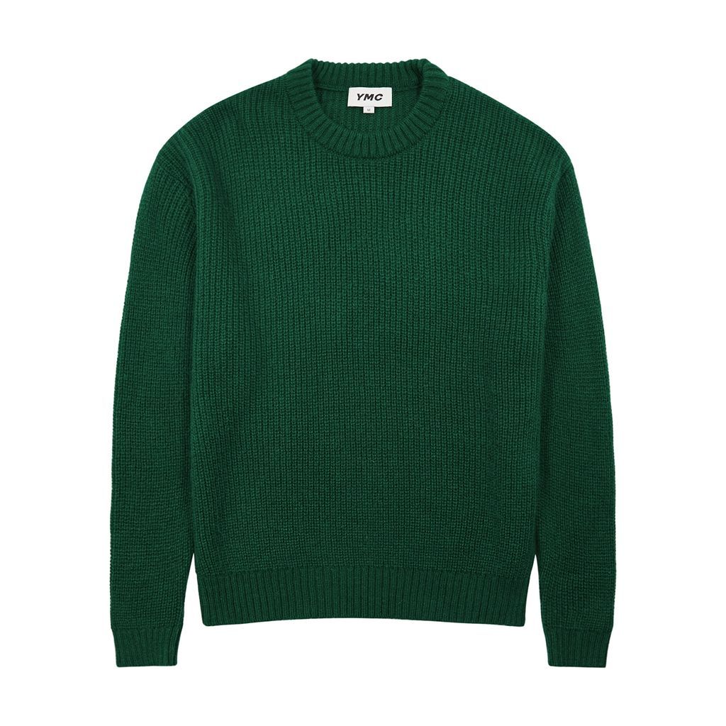Ribbed-knit Jumper - Green - L