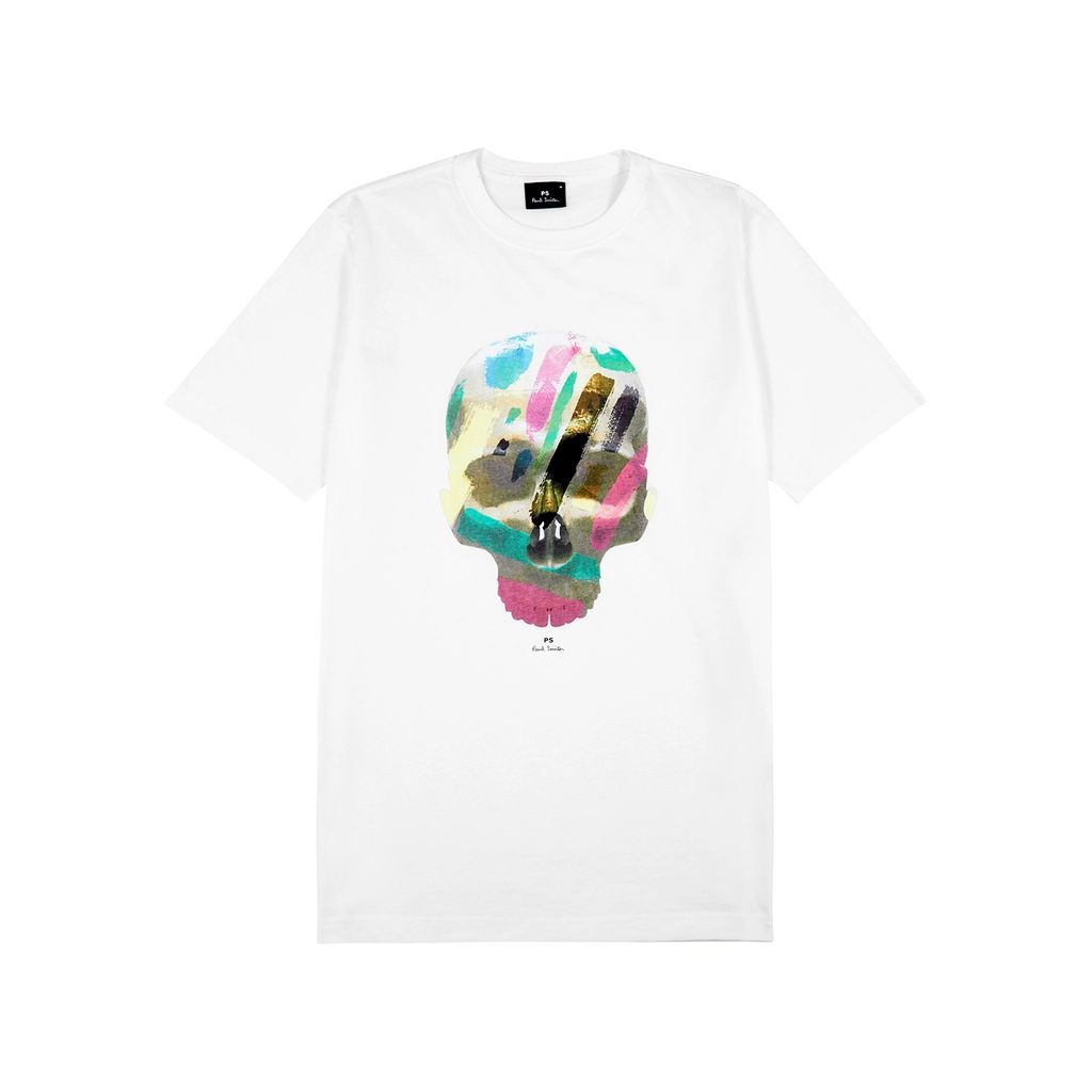 Skull-print Cotton T-shirt - White - Xxl