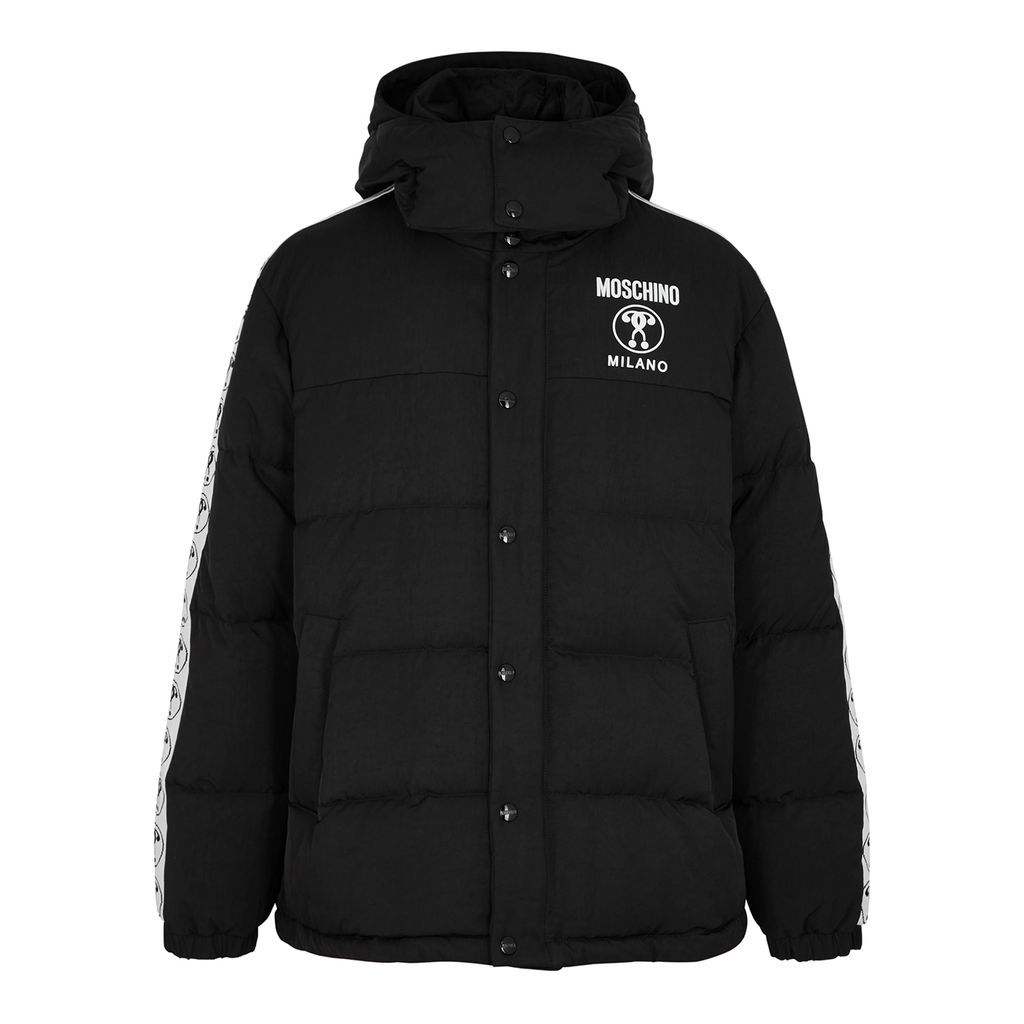 Quilted Hooded Shell Coat - Black - 50