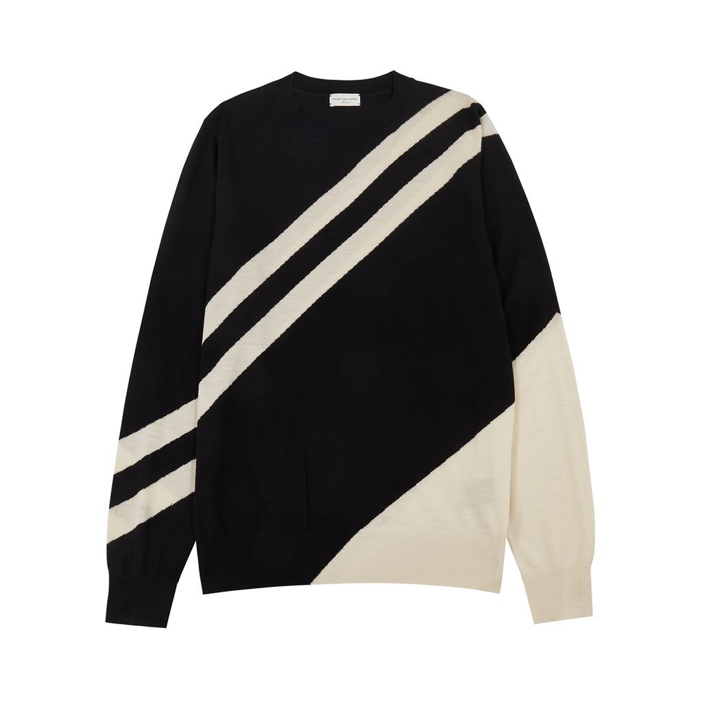 Marthe Striped Wool Jumper - Black And White - L