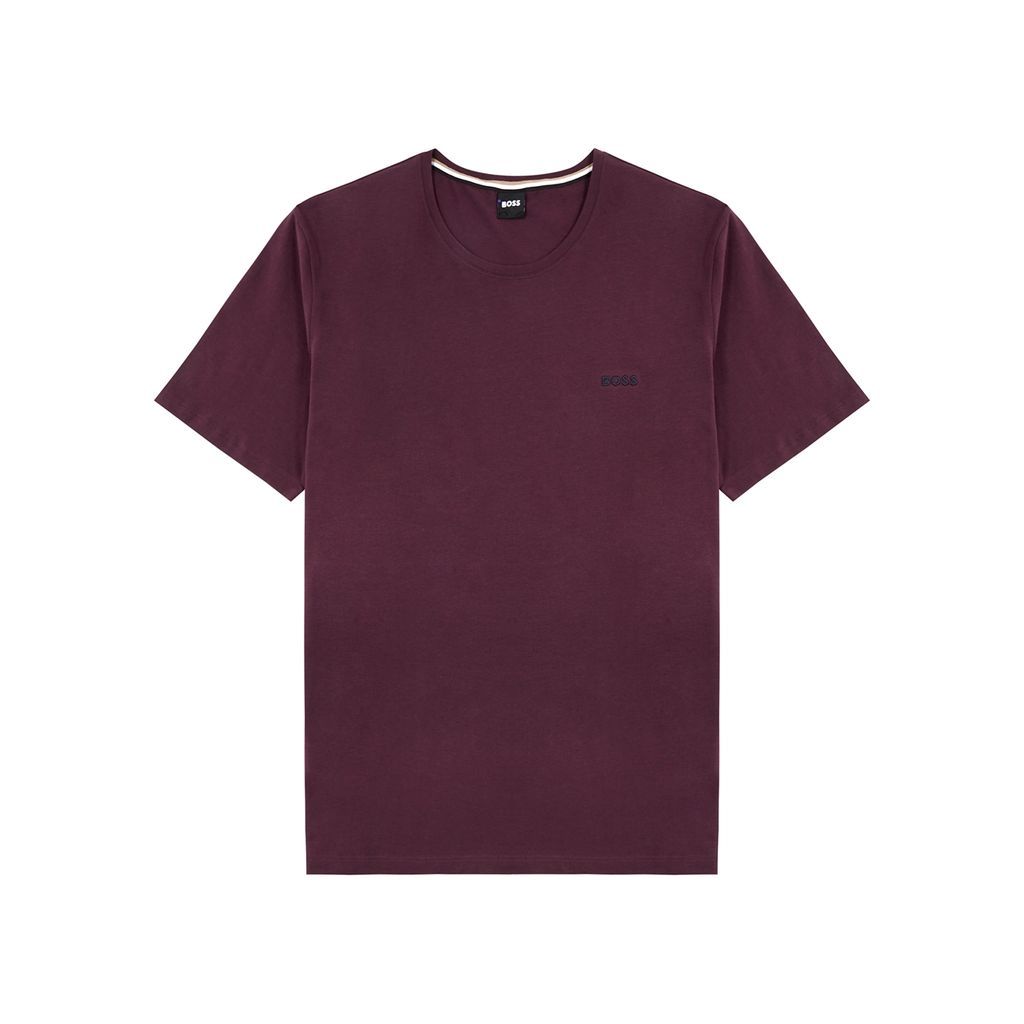 Logo-embroidered Stretch-cotton T-shirt - Dark Purple - S