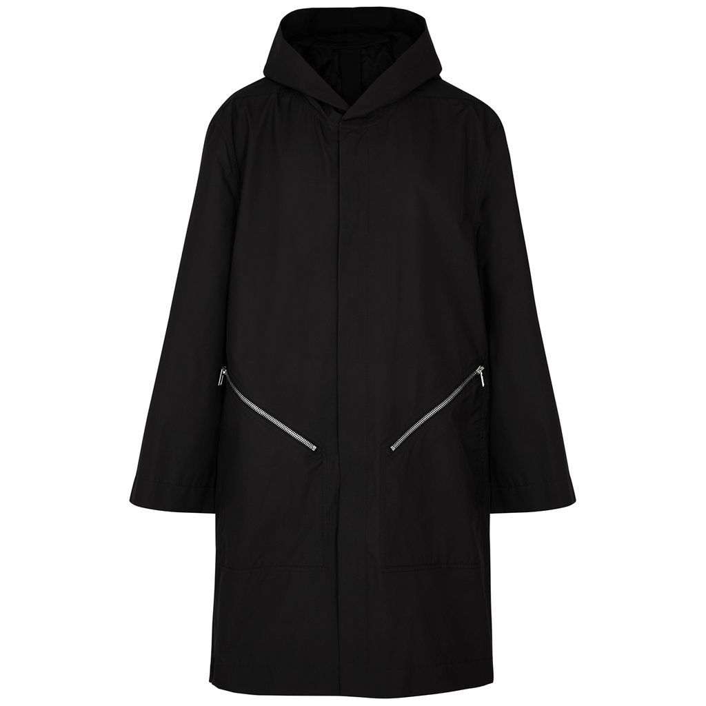 Oversized Hooded Taffeta Coat - Black - 48