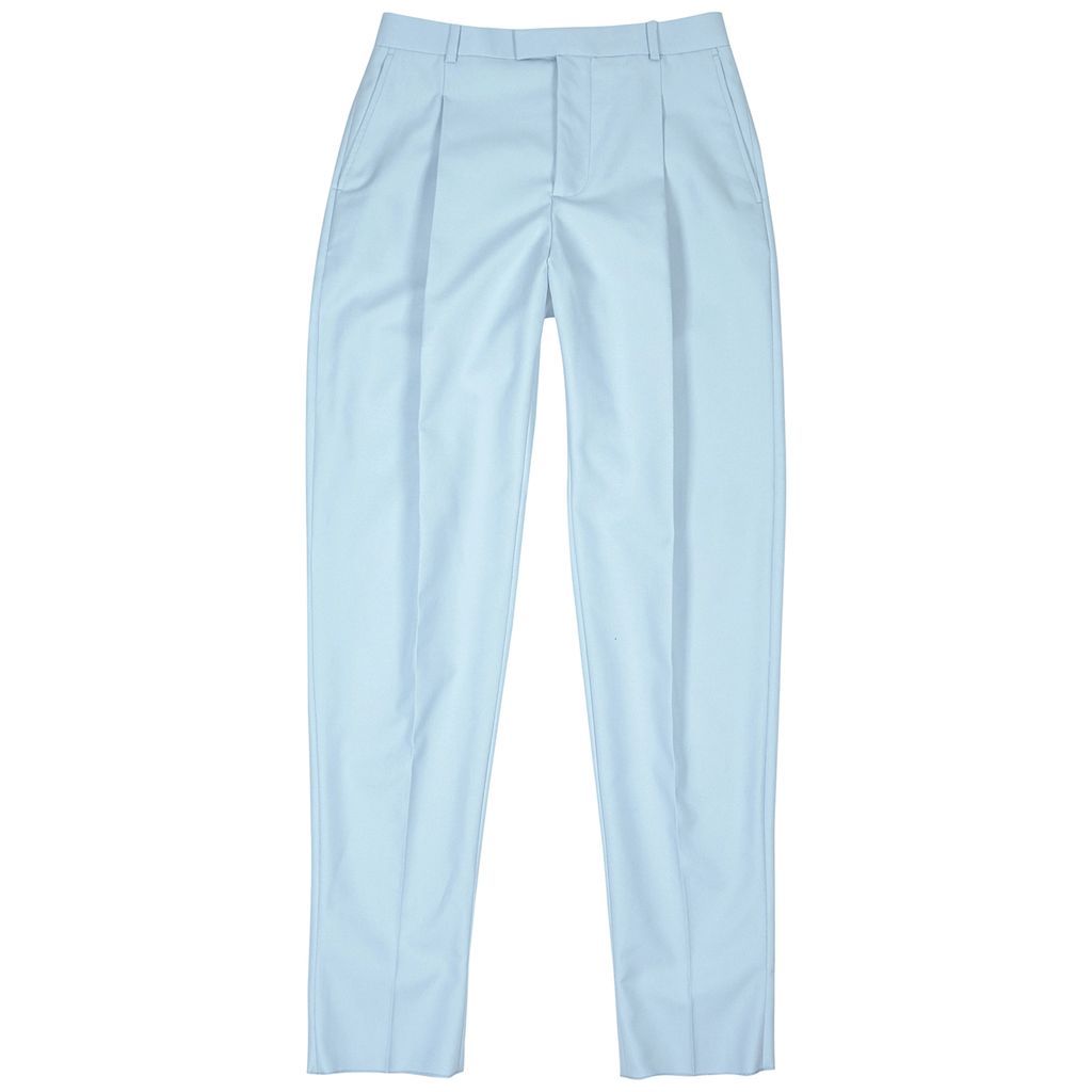 Light Blue Cotton Slim-leg Trousers - 52