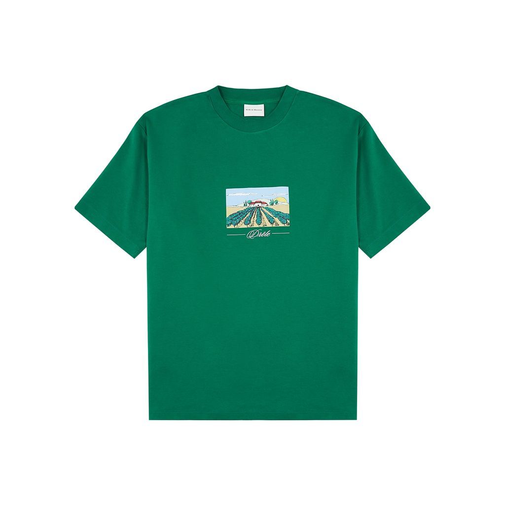 Vignes Printed Cotton T-shirt - Green - M