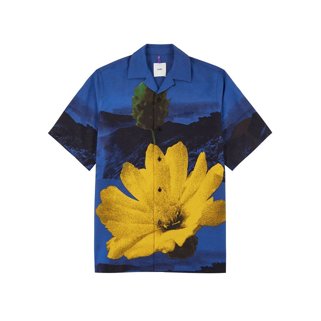 Kurt Floral-print Woven Shirt - Blue - S