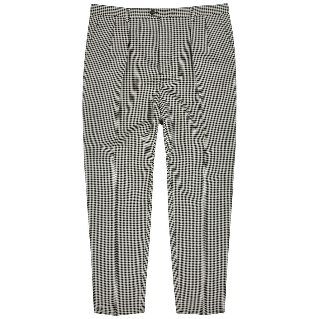 Monochrome Checked Wool-blend Trousers - Black - 48
