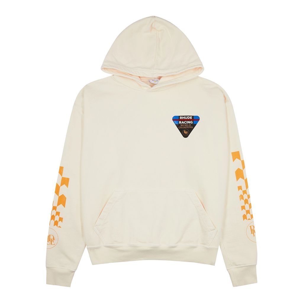 Livery Hooded Cotton Sweatshirt - Cream - M