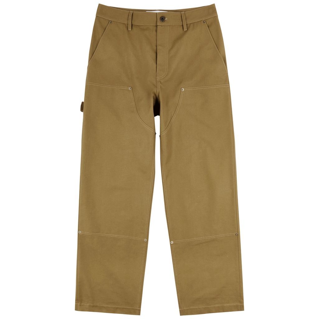Panelled Straight-leg Cotton Trousers - Camel - 50