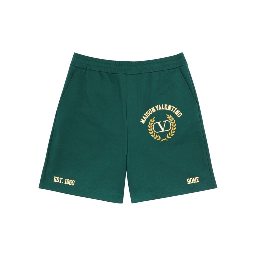 Maison Logo-print Cotton Shorts - Green - XL