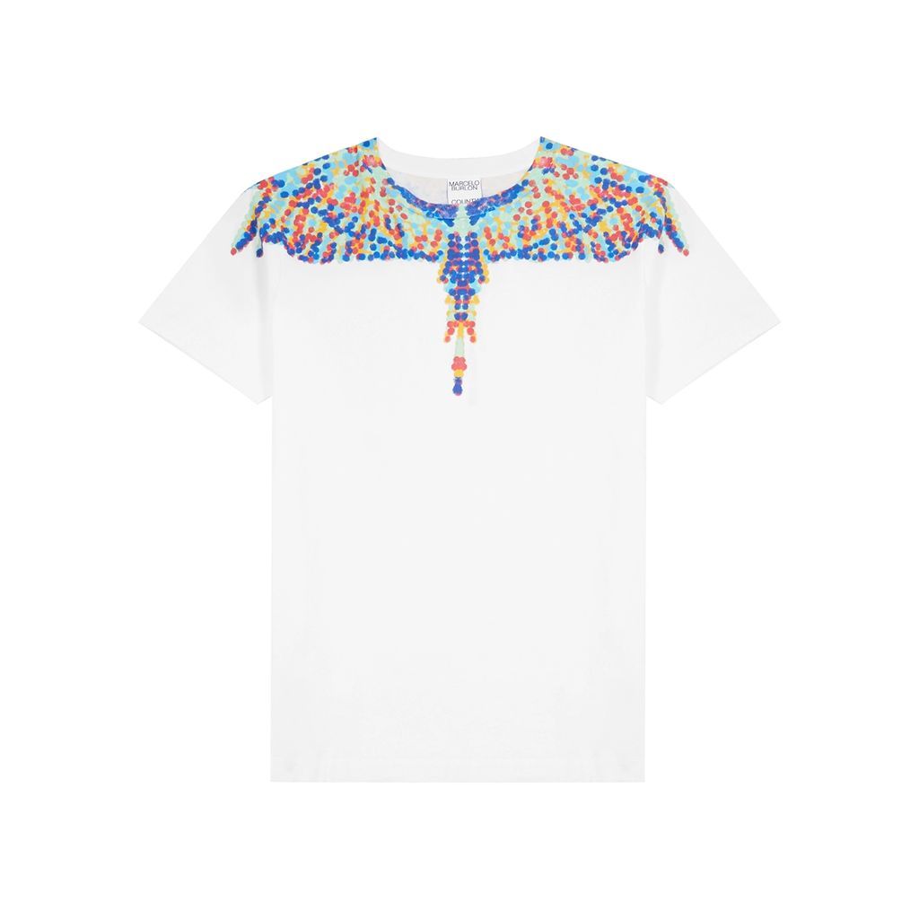 Wings-print Cotton T-shirt - White - L