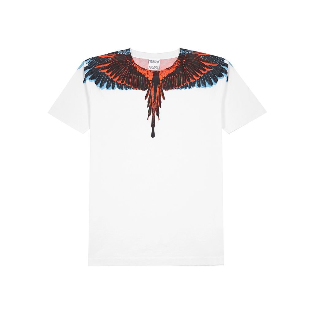 Wings-print Cotton T-shirt - White - M
