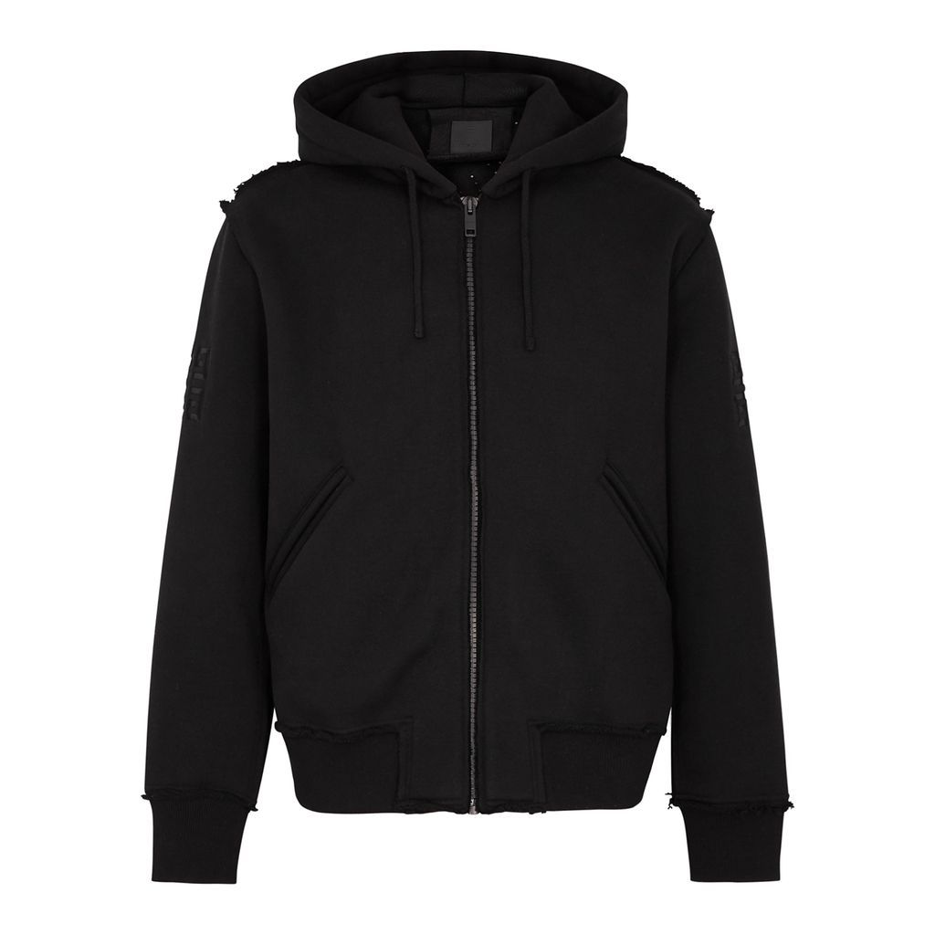 Logo Hooded Cotton Jacket - Black - XL