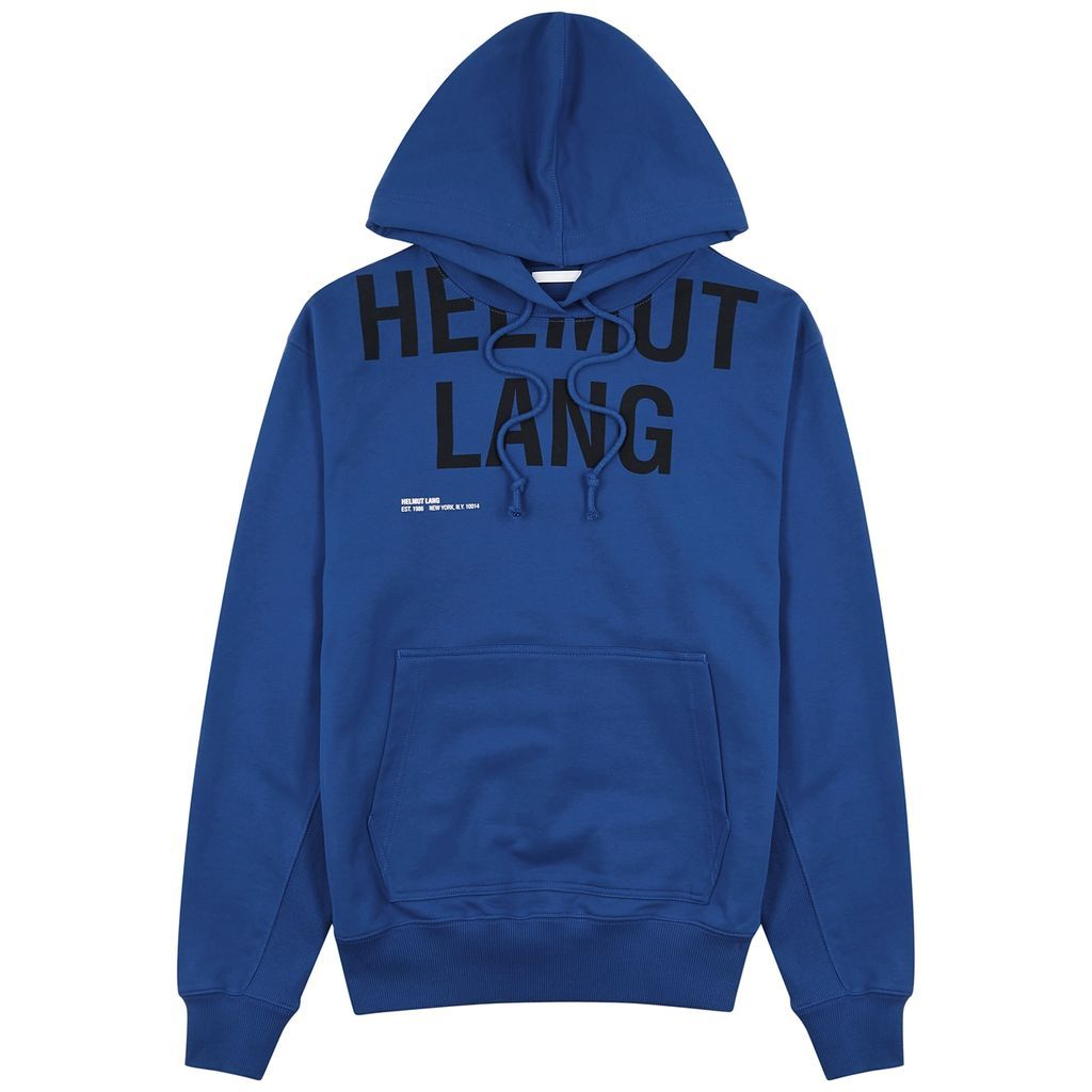 Logo-print Hooded Cotton Sweatshirt - Blue - L