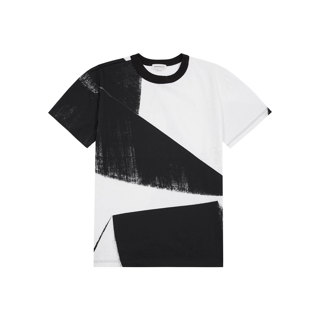 Printed Cotton T-shirt - White And Black - XL