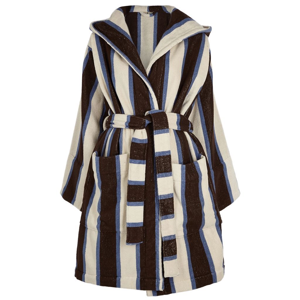 Unisex Striped Hooded Terry Cotton Robe - Stripe - XS